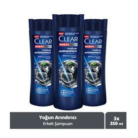 Clear Men 3x350 ml Yoğun Arındırıcı Kömür Kepeğe Karşı Etkili Şampuan