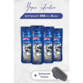 Clear Men 4x350 ml Yoğun Arındırıcı Şampuan ve Şampuan Fırçası