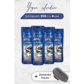 Clear Men 4x350 ml Yoğun Arındırıcı Şampuan ve Şampuan Fırçası