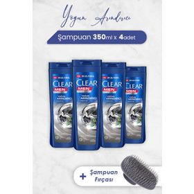 Clear Men 4x350 ml Yoğun Arındırıcı Şampuan ve Şampuan Fırçası