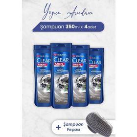Clear Men 4x350 ml Yoğun Arındırıcı Şampuan ve Şampuan Fırçası