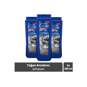 Clear Men Erkek Kepeğe Karşı Etkili Yoğun Arındırıcı Kömür Özlü 3x485 ml Şampuan