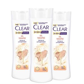 Clear Women 3x350 ml Kil Terapisi Arınmış ve Yumuşak Saçlar Kepeğe Karşı Etkili Şampuan