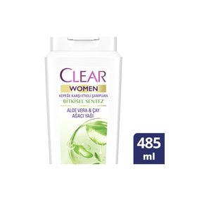 Clear Women Kepeğe Karşı Etkili 485 ml Bitkisel Sentez Aloe Vera ve Çay Ağacı Yağlı Şampuan