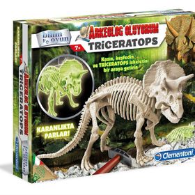 Clementoni 64562 Arkeolijik Kazı Seti Triceratops Floresan