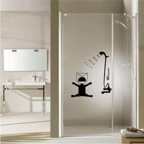 CLK 001 Auto Duştan Korkan Kedicik Silüetli Dekoratif Standart Siyah Çıkartma Etiket Banyo Duşakabin Sticker
