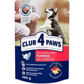 Club4Paws Hindili Soslu Pouch 6x100 gr Yavru Konserve Köpek Maması