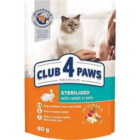 Club4Paws Kısır Kediler Için Tavşanlı 80 gr Yaş Mama