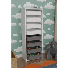 Cmk Store Beyaz Gri 8 Sepetli Çok Amaçlı Oyuncak Dolabı