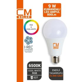 CmSolar 9 W Led Rgb E27 Duy Ampul