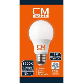 CmSolar E27 Duy 3200K 13 W Sarı Işık LED Ampul