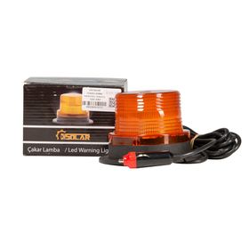 CmSolar Sarı Mıknatıslı Kablolu Flash Lamba 12 V-24 V Çakar Tepe Lambası