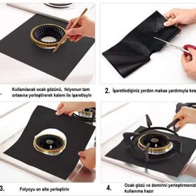 CMT Ocak Koruyucu Folyo Yanmaz Yapışmaz 4'lü Siyah set