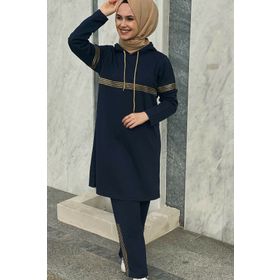 CNG Lacivert Kapüşonlu Sim Şeritli Kadın Eşofman
