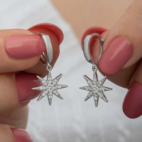 Cngjewels Sallantılı Kutup Yıldızı Gümüş Kadın Küpe