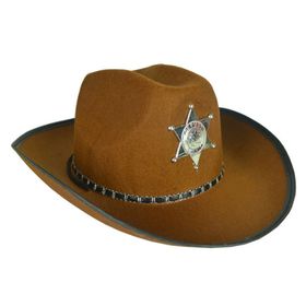 Çocuk Kahverengi Kovboy Şapkası Sheriff Şapkası