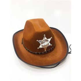 Çocuk Kahverengi Kovboy Şapkası Sheriff Şapkası