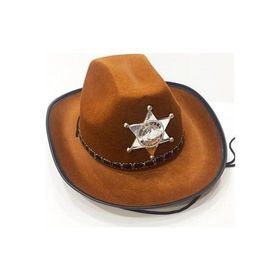 Çocuk Kahverengi Kovboy Şapkası Sheriff Şapkası