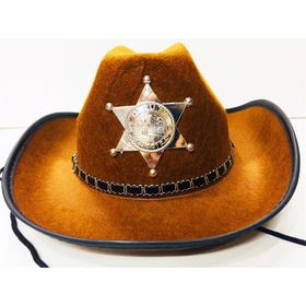 Çocuk Kahverengi Kovboy Şapkası Sheriff Şapkası