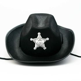 Çocuk Siyah Renk Kovboy Şapkası Sheriff Şapkası
