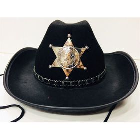 Çocuk Siyah Renk Kovboy Şapkası Sheriff Şapkası