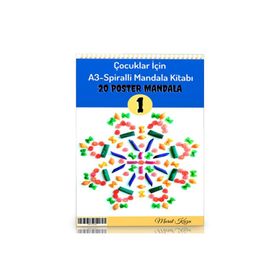 Çocuklar İçin A-3 Spiralli Mandala Kitabı-1 Enine Boyuna Eğitim