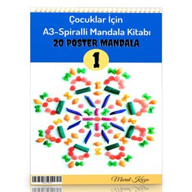 Çocuklar İçin A-3 Spiralli Mandala Kitabı-1 Enine Boyuna Eğitim