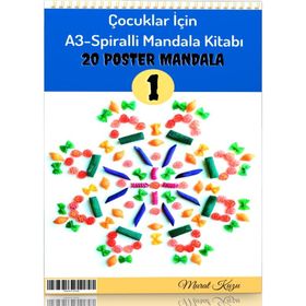 Çocuklar İçin A-3 Spiralli Mandala Kitabı-1 Enine Boyuna Eğitim