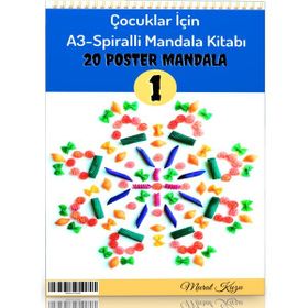 Çocuklar İçin A-3 Spiralli Mandala Kitabı-1 Enine Boyuna Eğitim