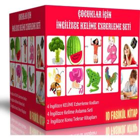 Çocuklar İçin İngilizce Kelime Ezberleme Seti 10 Fasikül Kitap Enine Boyuna Eğitim
