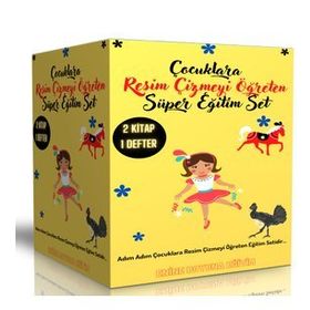 Çocuklara Resim Çizmeyi Öğreten Eğitim Seti 2 Kitap ve Çizim Defteri Enine Boyuna Eğitim
