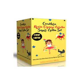 Çocuklara Resim Çizmeyi Öğreten Eğitim Seti 2 Kitap ve Çizim Defteri Enine Boyuna Eğitim