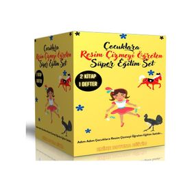 Çocuklara Resim Çizmeyi Öğreten Eğitim Seti 2 Kitap ve Çizim Defteri Enine Boyuna Eğitim