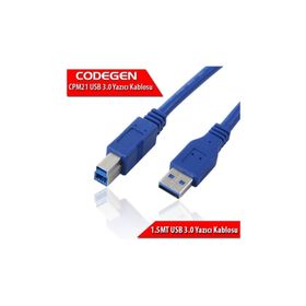 Codegen CPM21 1.5 mt USB 3.0 to USB B Erkek-Dişi Mavi Yazıcı Kablosu