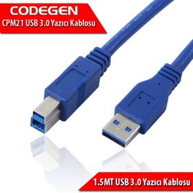 Codegen CPM21 1.5 mt USB 3.0 to USB B Erkek-Dişi Mavi Yazıcı Kablosu