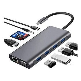 Codegen USB 3.1 Type-C – 11in1 4xUSB 3.0+HDMI+VGA+USB 3.1 Type-C + RJ45 Ethernet+ SD/Micro Sd Kart Çevirici Adaptör