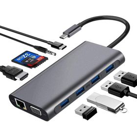 Codegen USB 3.1 Type-C – 11in1 4xUSB 3.0+HDMI+VGA+USB 3.1 Type-C + RJ45 Ethernet+ SD/Micro Sd Kart Çevirici Adaptör