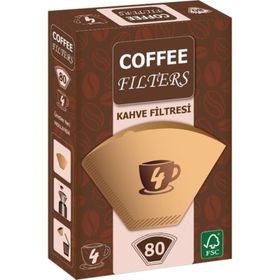 Coffee Filters 1/4 4 Numara Brown 80 Adet Filtre Kahve Kağıdı