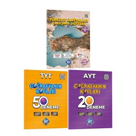 Coğrafyanın Kodları TYT-AYT Coğrafya 50+20 Deneme Türkiye Haritaları Çalışma Defteri Seti KR Akademi