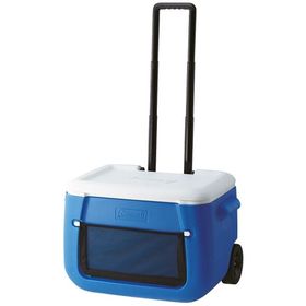 Coleman Poly-Lite Wheeled Mesh 50 QT Tekerlekli 47.3 lt Mavi Beyaz Soğutucu Buzluk