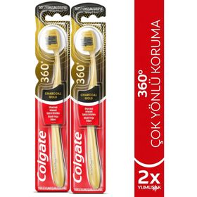 Colgate 360 2 Adet Charcoal Gold Yumuşak Diş Fırçası