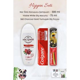 Colgate 360 Charcoal Diş Fırçası + H.Şakir Narlı Şampuan 500 ml + Visible White Beyazlatıcı 3x75 ml Diş Macunu