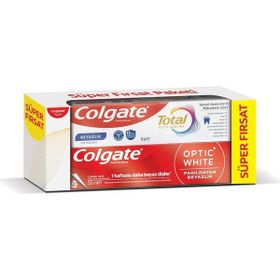 Colgate 50 ml Total Aktif Koruma Diş Macunu + Optic White 50 ml Parıldayan Beyazlık Diş Macunu