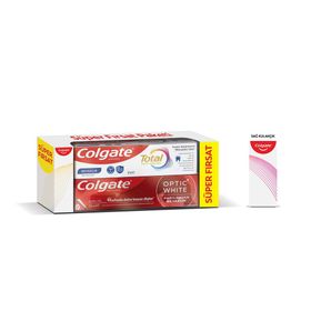 Colgate 50 ml Total Aktif Koruma Diş Macunu + Optic White 50 ml Parıldayan Beyazlık Diş Macunu