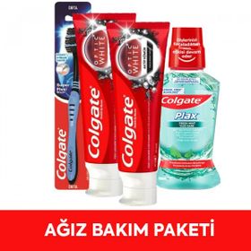Colgate Aktif Kömür Diş Macunu+Plax Ağız Bakım Suyu+Flexi Diş Fırçası
