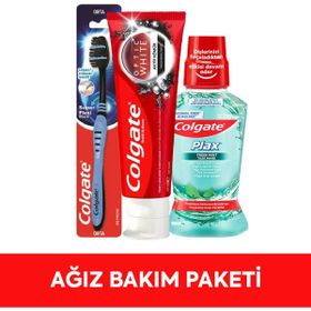 Colgate Aktif Kömür Diş Macunu+Plax Ağız Bakım Suyu+Flexi Diş Fırçası