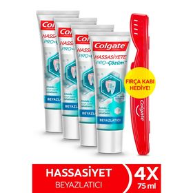 Colgate Hassasiyete Pro Çözüm Beyazlatıcı Pro Relief 75 ml x 4 Adet Diş Macunu + Fırça Kabı Hediye 871478952956149