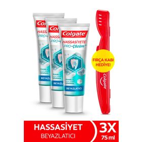 Colgate Hassasiyete Pro Çözüm Beyazlatıcı Sensitive Sensitive Pro Relief 75 ml x 3 Adet Diş Macunu + Fırça Kabı Hediye