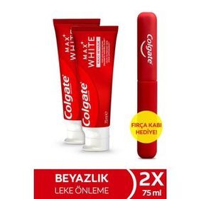 Colgate Max White Kalıcı Beyazlık 2x75 ml Beyazlatıcı Diş Macunu + Fırça Kabı Hediye