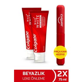 Colgate Max White Kalıcı Beyazlık 2x75 ml Beyazlatıcı Diş Macunu + Fırça Kabı Hediye